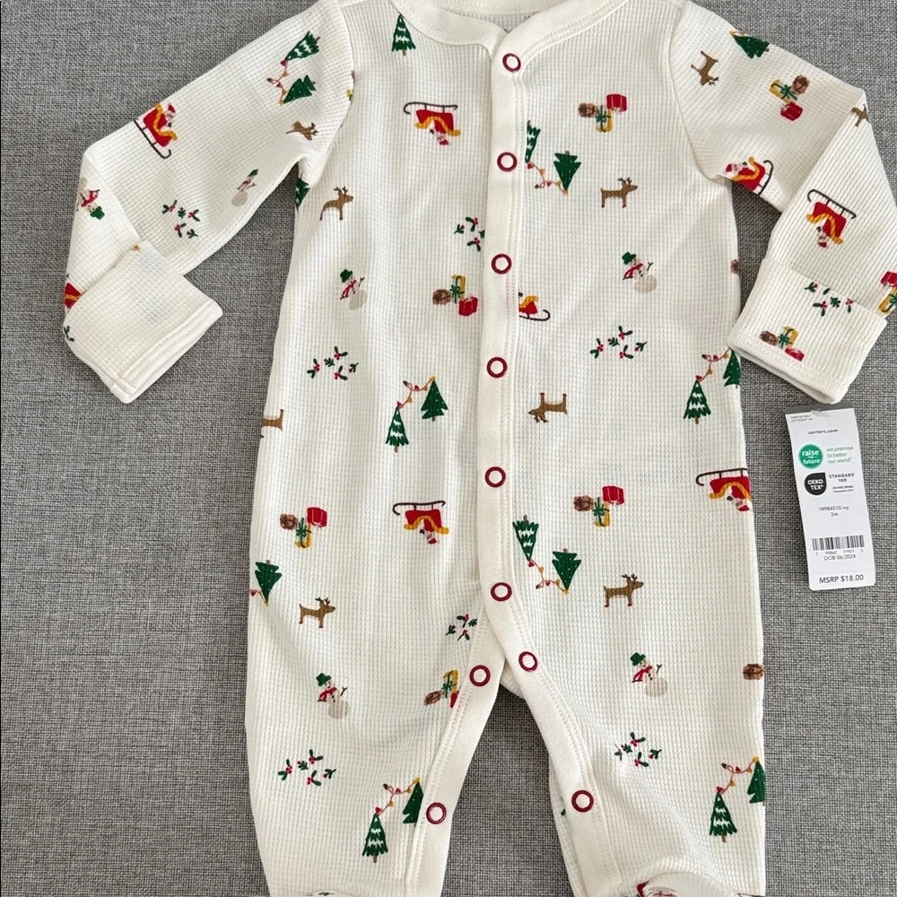 Carter's Cream Holiday Pattern Footie